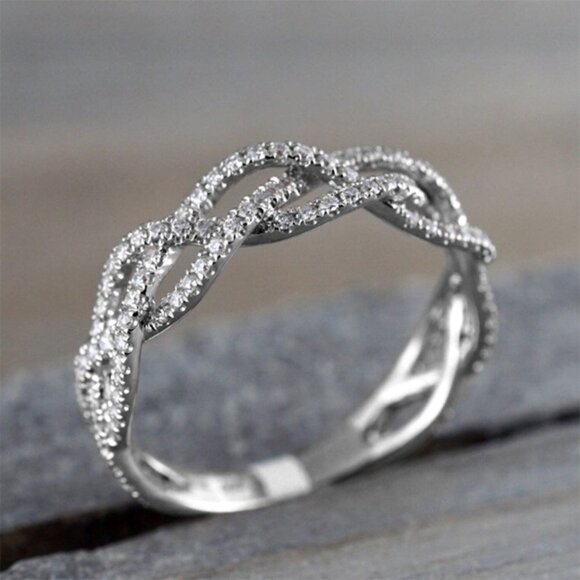 925 Silver Plated 0.20 Ct Round CZ Diamonds Wedding Ring, MLNN1052 - Picture 1 of 3